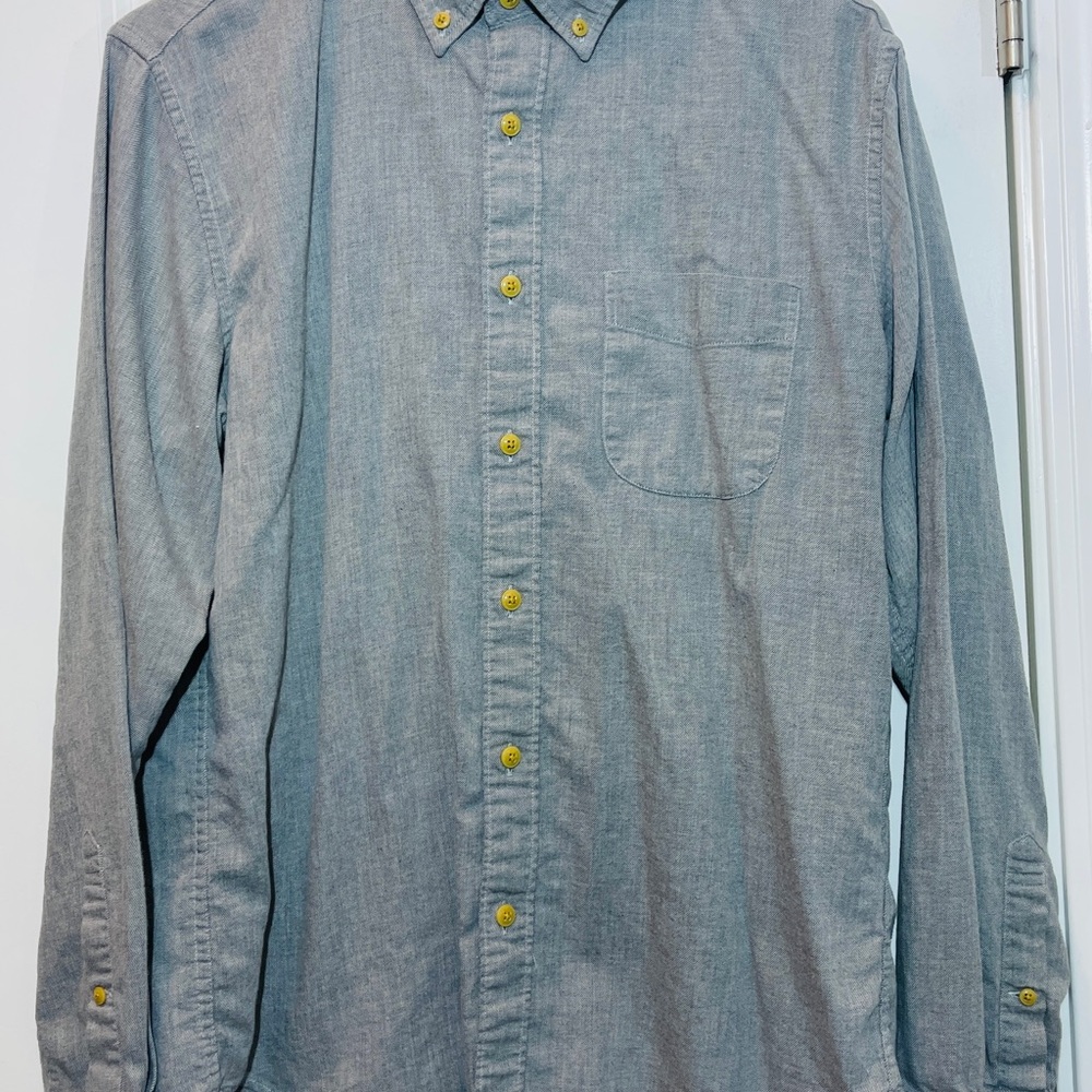 J. Crew Gray Shirt with Yellow Accents